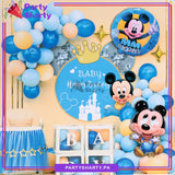 52pcs Happy Birthday Mickey Mouse Blue & Yellow Theme Set for Theme Based Birthday Decoration and Celebration