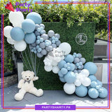 65pcs Dusty Blue, Blue, Haze Grey & White Balloon Garland Arch Kit For Decoration