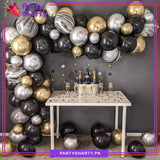 67pcs Metallic Silver, Golden & Black With Marble Balloon Garland Arch Kit For Party Event Decoration