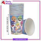 Blue Baby Shark Theme Party Disposable Paper Glass / Cups for Baby Shark Theme Party and Decoration