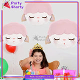 Pink Baby Sheep Face Shaped Foil Balloons For Jungle / Farm Theme Birthday Party Decoration and Celebration