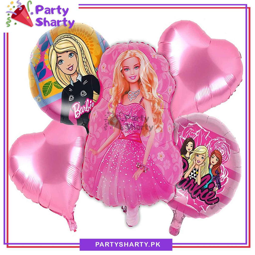 D-2 5pcs Set Princess Barbie Foil Balloons For Barbie Theme Party Deco 