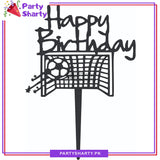 Happy Birthday Football Theme Acrylic Black Cake Topper for Theme Based Party Decoration And Celebration