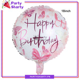 18inch Butterfly Design Happy Birthday Round Shaped Foil Balloon For Birthday Party Decoration and Celebration