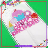 Happy Birthday Donut & Ice-cream Theme Acrylic Cake Topper for Candyland Theme Based Party Decoration And Celebration