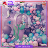 Lilac Happy Birthday with Mermaid Cartoon Theme Set for Theme Based Birthday Decoration and Celebration