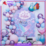 Blue and Lilac Happy Birthday with Mermaid Cartoon Theme Set for Theme Based Birthday Decoration and Celebration