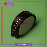 Imported Star Printed Gold Foil Ribbons For Black Theme Birthday, Anniversary, Valentine and Wedding Gift Decoration