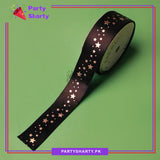 Imported Star Printed Gold Foil Ribbons For Black Theme Birthday, Anniversary, Valentine and Wedding Gift Decoration