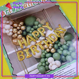 78pcs Golden Happy Birthday with Olive Green, Golden & Apricot Balloons Garland Arch Kit For Decoration