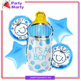 Its a Boy / Girl Feeder Shaped Foil Balloon Set of 5 For Baby Shower, Gender Reveal and Welcome Baby Decoration and Celebrations