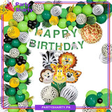 100pcs Happy Birthday Jungle Theme Set For Jungle / Safari Theme Decoration