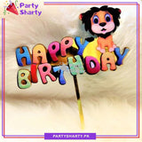 Happy Birthday Lion Acrylic Cake Topper For Jungle/safari Birthday Theme Party and Decoration