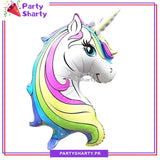 Multi Color Unicorn Face Foil Balloon For Unicorn Theme Party Celebration