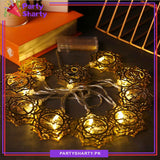 Star Shaped With Ramadan Kareem Golden Metal LED String Lights For Ramadan Festival and Celebration