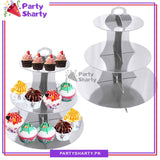 Silver Metallic Cupcake Stand For Birthday Party Decoration and Celebration