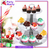 Silver Metallic Cupcake Stand For Birthday Party Decoration and Celebration