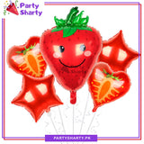5pcs/set Smiley Strawberry Foil Balloons For Fruit Theme Party Decoration and Celebration