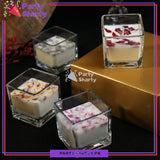 Square Shaped Glass Scented Candle Set of 4 For Room Decoration