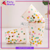 Golden Polka Dots Party Disposable Paper Cups / Glass For Party Supplies and Decorations