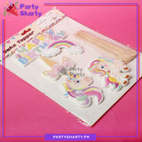 Unicorn Theme Cake Topper Set of 5 for Birthday Decoration and Celebration