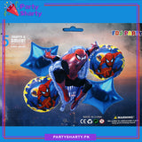 Stylish Spider Man Theme Cartoon Foil Balloon Set - 5 Pieces For Spider Man Theme Party and Decoration