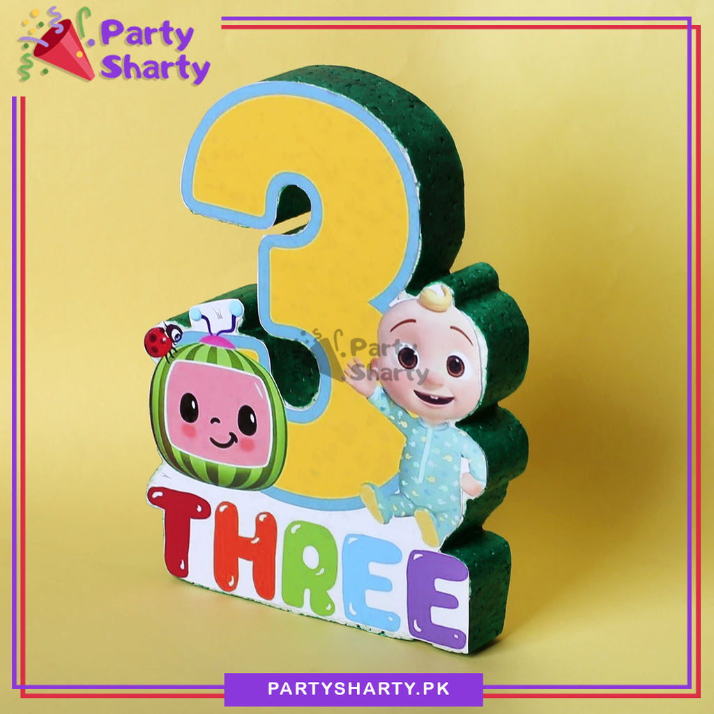 Numeric 3 Thermocol Standee For Cocomelon Theme Based Third Birthday C ...