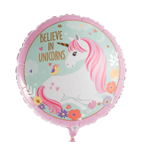 Believe in Unicorn Printed Cute Round Foil Balloon For Unicorn Theme Decoration and Celebration