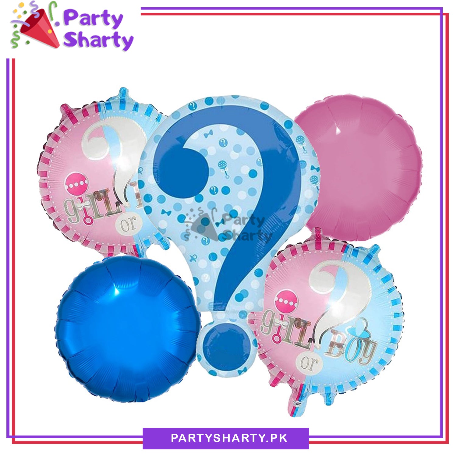 Stylish Boy or Girl Gender Reveal Foil Balloon set of 5 For Baby Showe –  Party Sharty