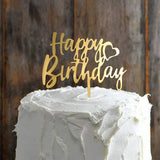 Happy Birthday Acrylic Cake Topper with Heart Design for Birthday Celebration