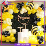 225pcs Honey Bee Theme Yellow & Black Balloons Garland Kit For Theme Based Decoration And Celebration