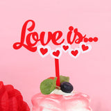 Love is / Heart Shaped Cupcake / Cake Topper For Valentine Anniversary Wedding Cake Decoration