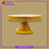 Medium Size Golden Metal Round Cake Stand For Party Celebration and Decoration