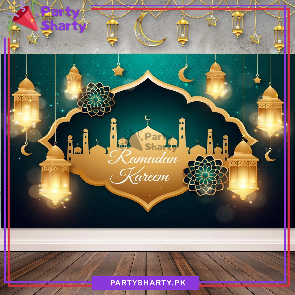 Green & Golden Ramadan Kareem Panaflex backdrop For Ramadan / Iftar Pa ...