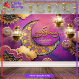 Purple & Golden Ramadan Kareem Panaflex backdrop For Ramadan Decoration and Celebration