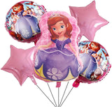 D-1 Sofia the First Cartoon Foil Balloon Set - 5 Pieces For Birthday Party