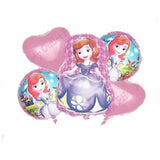 D-1 Sofia the First Cartoon Foil Balloon Set - 5 Pieces For Birthday Party