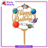 Happy Birthday Space Theme Acrylic Cake Topper For Outer Space Birthday Theme Party and Decoration